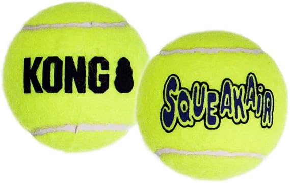KONG - Squeakair Balls - Dog Toy Premium Squeak Tennis Balls, Gentle on Teeth - For Large Dogs (2 Pack)