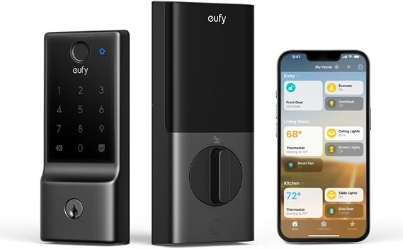 eufy Security Smart Lock E31, Fingerprint Keyless Entry Door Lock | 10000mAh Battery, Built-in Wi-Fi, App Control, Supports Matter, Apple Home, Alexa, Auto Lock, Front Door Smart Lock Deadbolt