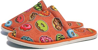 CHOCHILI Men Donut Home Slippers Orange Torquoise Lightweight Silent Walk Size 8 to 10