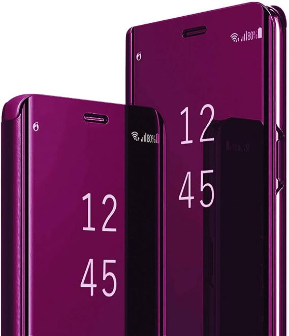 Galaxy S21 Ultra Cover Cases Compatible with Samsung S21 Ultra Flip Cell Phone Case Clear View Mirror Flip Cover PU Leather with Kickstand Protective Cover for Samsung Galaxy S21 Ultra 5g (Purple)
