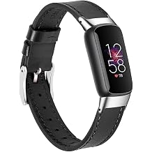 Fitbit Luxe Kayış ile Uyumlu, Hakiki Deri Saat Bantları Kadınlar için Yumuşak Yedek Bileklik, Lüks Fitness ve Sağlık İzleyici için İnce Bileklik Kayış Aksesuarları