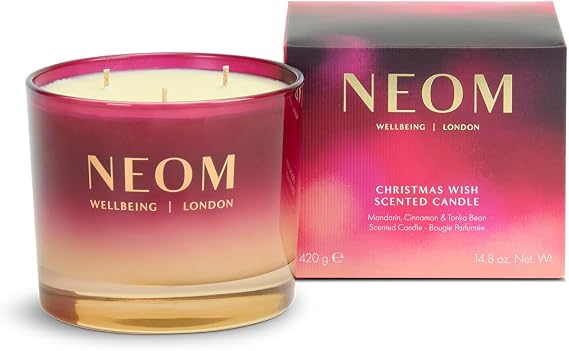 NEOM Christmas Wish Candle, 3 Wick | Mandarin, Cinnamon & Tonka Bean I Made with 100% Naturally derived Wax I Designed to Help You Relax and Unwind I Expertly Blended I Hand Finished
