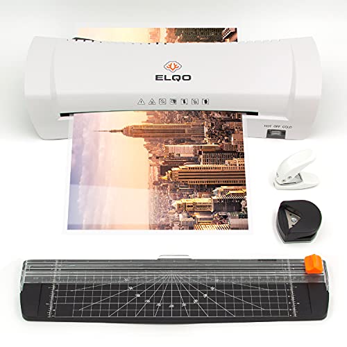 A4 Thermal Laminator with Hot & Cold Settings - Portable 9 in. Personal Laminating Machine for Home, Office & Teachers - Includes Paper Cutter, Hole Puncher, Corner Rounder & 30 Lamination Pouches