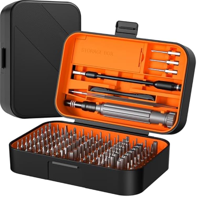 LIFEGOO Precision Screwdriver Set, 150 in 1 Magnetic Screwdriver Set with mini built-in box, Repair Tool Kit for Computer, Laptop, iPhone, Macbook, PC, PS5, Xbox Controller, Jewelers, Glasses Orange