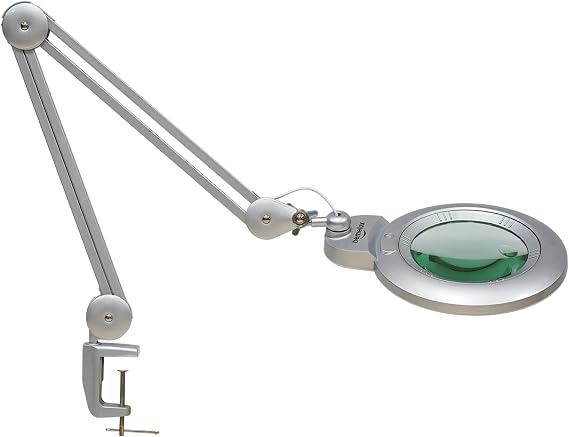 Bifocal Magnifying Lamp with Clamp, 5D with 20D, Silver