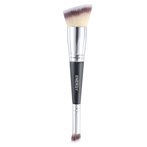 ENERGY Dual Sided Makeup Brushes Angled Foundation Brush Concealer brush for Flawless Powder Foundation Contour Blush with Liquid Cream Powder Makeup Blending Vegan Face Brush