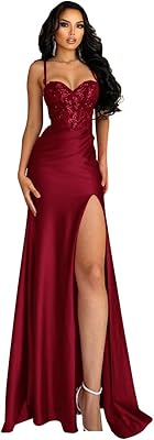Mermaid Prom Dress Long Sparkly Formal Dresses for Women Corset Cocktail Dresses with Slit