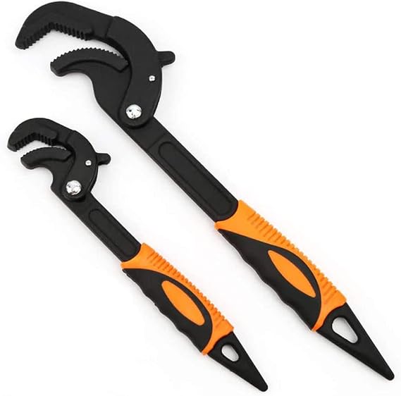2 Pieces Multi-Function Universal Wrench Set Self-Adjusting Wrench Quick Grip Pipe Wrench for Car Repair and Home Maintenance