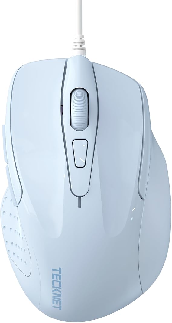 TECKNET USB Wired Mouse, 6400 DPI Mice 4 Adjustable DPI with 6-Button Corded, Optical Computer Mouse with Ergonomic Design for Laptop, Chromebook, PC, Desktop, Mac, Notebook