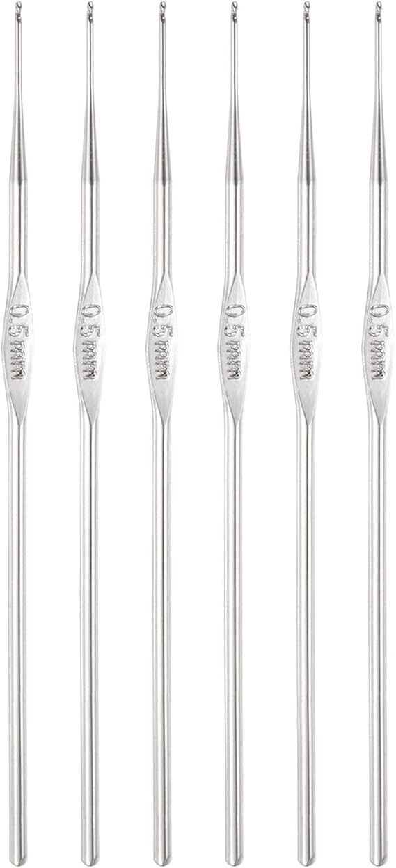 uxcell Stainless Steel Crochet Hook 0.5mm Knitting Needles for DIY Craft Yarn 6Pcs