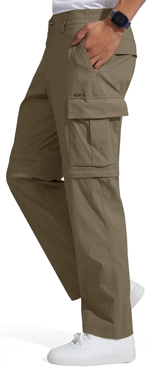 FREE SOLDIER Mens Hiking Pants Convertible Waterproof Lightweight Quick Dry Zip Off Cargo Pants