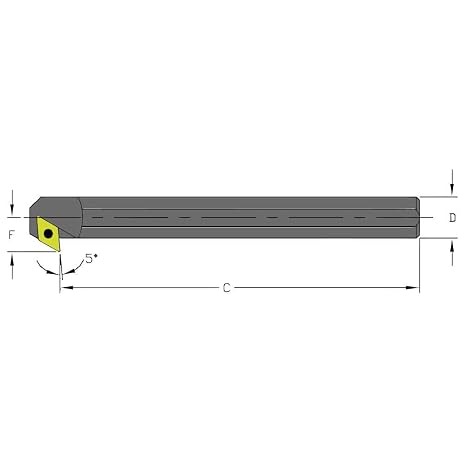 Ultra-Dex S06J SDXCR2 Steel Boring Bar to Hold a Positive DCMT 21.51 at 5 Degree Lead, Right Hand, No Coolant, 0.375" x 4.5", 0.585" Minimum Bore