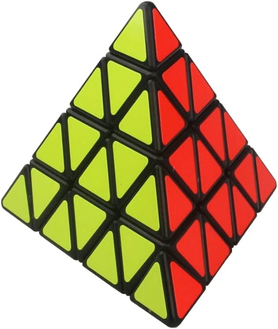 SUN-WAY 4x4 Pyramid Speed Magic Cube, Pyraminx Speed Magic Cube 4x4x4 Triangle Cube Puzzle Toy Black
