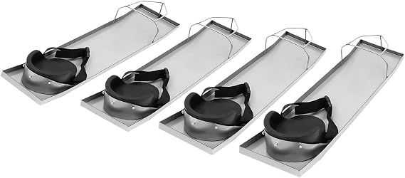 Concrete Knee Boards, 28" x 8" Stainless Steel Curved End Slider Knee Boards w/Knee Pads, Kneeler Board Kneedboards Concrete Sliders Moving Sliders for Concrete Finishing, 2 Pair