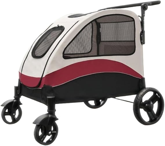 Foldable Pet Strollers Foldable Dog Stroller Pet Wagon Travel Folding Carrier with Adjustable Handle for Small Medium Dogs Cats All-Terrain Design