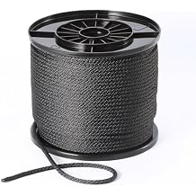 Black Dacron Polyester Rope 1/4 Inch 500ft, UV Resistant Solid Braided Cord, Multipurpose Outdoor Rope for Camping, Clothesline, Flag Line, DIY Projects & More