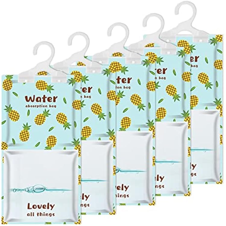 YOUHO Hanging Moisture Absorber, 5 Pack - Eliminates Musty Odors for Fresher, Cleaner Air, Ideal Moisture Absorbers for Closet, More Moisture Absorbing Powersky blue