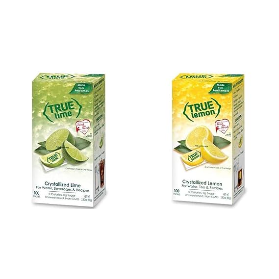 TRUE LIME and TRUE LEMON Water Enhancers, Bulk Dispenser Packs, 0 Calorie Drink Mix Packets (100 Count Each)