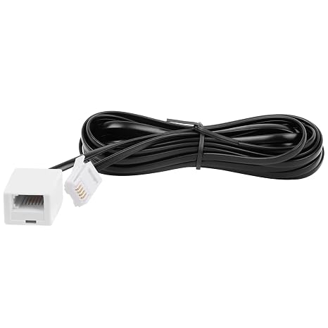 BT Telephone Extension Cable - Master Socket Extension Lead for UK Landline Phones, Fax Machines & Broadband Routers -Telecom Cable with Standard BT Plug to Socket Connector (BT-6P4C-10M-1PC-BK)