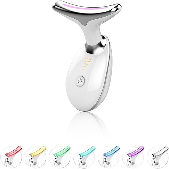 7 Light Modes - Red Light Therapy for Face Neck Massager, Rejuvenation for Face & Neck Beauty Firming Wrinkle Removal Device, EMS Anti-Wrinkle Skin Care Massage Heating Tool for Home & Travel