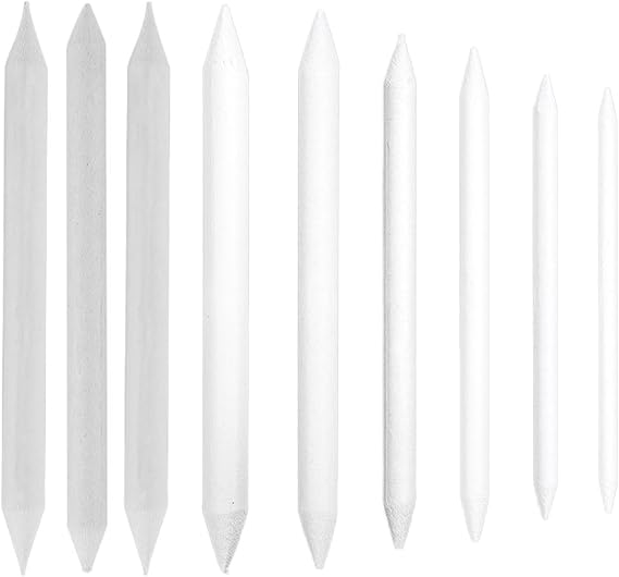 3 / 9Pcs Artist Blending Stumps and Tortillion Set for Sketching, 3 Size, 9 Size Paper Blending Stumps and Tortillon Fine Detail Erasers