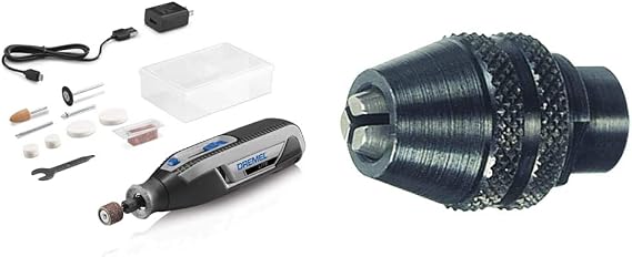 Dremel Lite 7760 N/10 4V Li-Ion Cordless Rotary Tool Bundle with Dremel 4486 Keyless Chuck