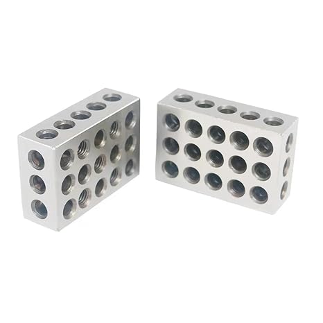 2pcs Precision Blocks Hardened Steel 1-2-3 Blocks 0.0001" Precision Matched Machinist 123 Milling Tool 23 Holes 25-50-75mm for Testing and Calibration(1-2-3 inch)