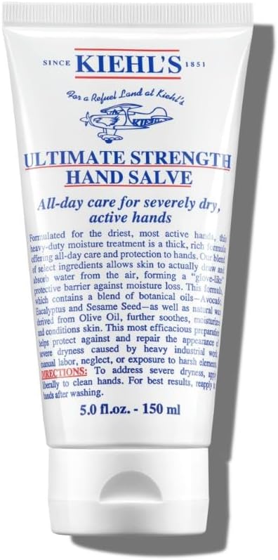 Kiehl's Ultimate Strength Hand Salve, Deeply Hydrating Hand Lotion, Thick and Rich Formula for Intense Moisture and Conditioning, Protects and Repairs Dry Skin, Paraben and Gluten Free