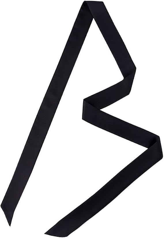 Monique Women's Long Narrow Silky Ribbon Neck Tie Choker Belt Scarf, Black, One Size