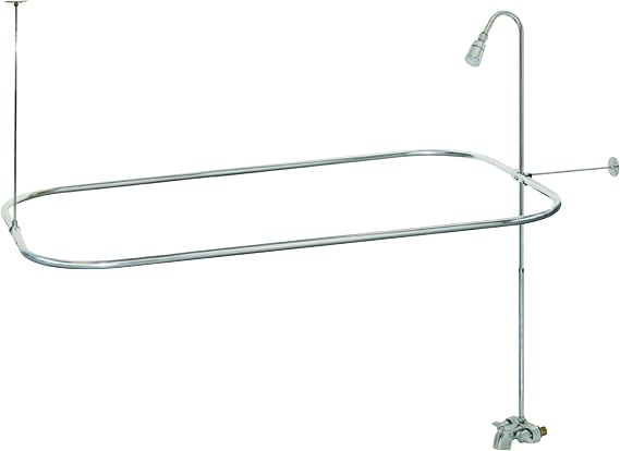 EZ-FLO 27 x 42 Inch Bathcock Type Portable Aluminum Add On Shower Unit with Shower Rod Frame, Chrome Plated, 11123