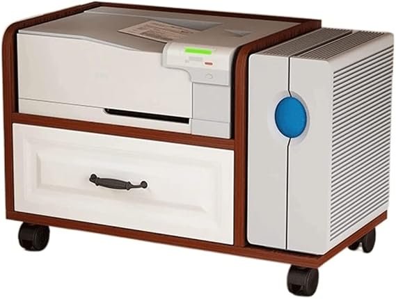 Printer Table Printer Stand Under Desk Printer Table Multi-purpose with Storage Drawers 2 Tiers Printer Cart with Wheels for Home and Office Easy to use