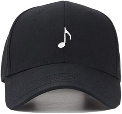 Unisex Music Note Embroidered Cotton Baseball Cap Adjustable Outdoor Cap Casual Dad Hat Black