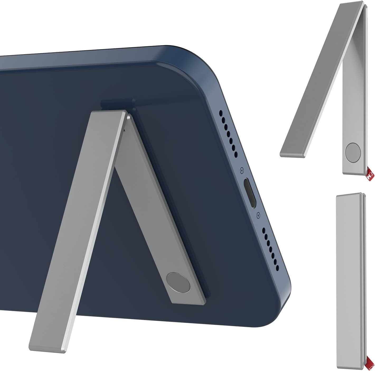 PunkCase FlickStick 2.0 Universal Cell Phone Kickstand for All Mobile Phones & Cases with Flat Backs, One Finger Operation, Sleek & Non-Obtrusive Metal Design with Secure Magnetic Closure [Silver]