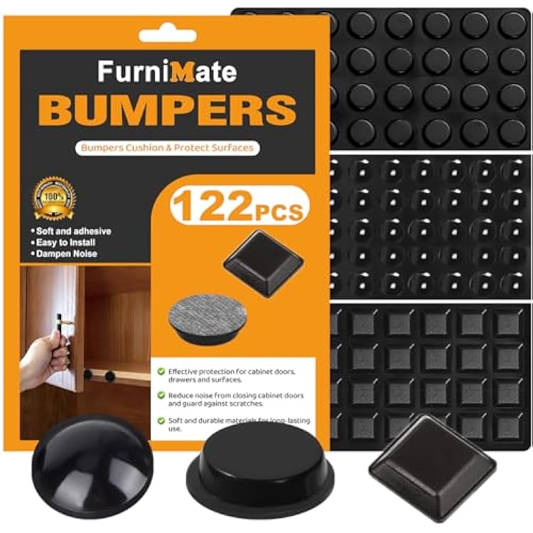 Rubber Feet for Electronics, 122PCS Adhesive Stick on Small Rubber Feet Adhesive Black