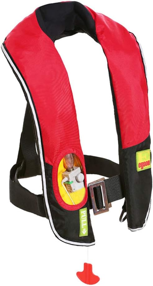 Top Safety Adult Life Jacket with Whistle - Manual Version Inflatable Lifejacket Life Vest Preserver PFD for Boating Fishing Sailing Kayaking Surfing Paddling Swimming - Adjustable Life Saving Vest