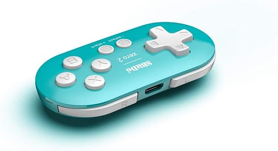 8Bitdo Zero 2 Bluetooth Gamepad Keychain Sized Mini Controller for Switch, Windows, Android, macOS & Raspberry Pi(Turquoise Edition)