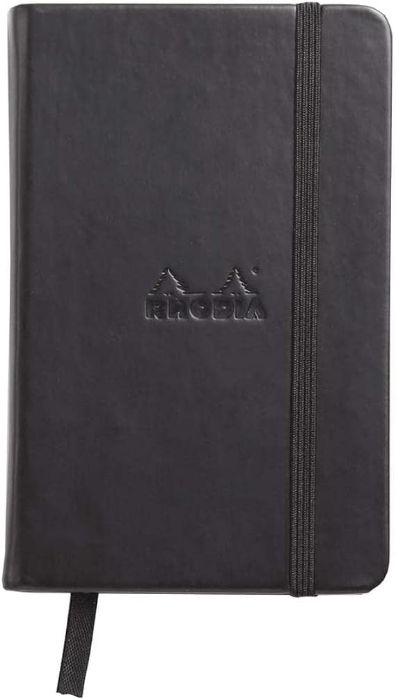 Rhodia Webnotebook Webbies - Dot Grid 96 sheets - A6, 3 1/2" x 5 1/2" - Black Italian Synthetic Leather Cover