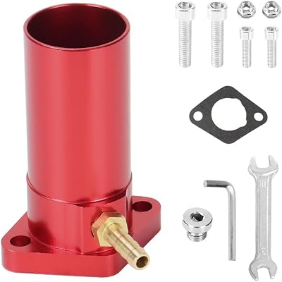 CNC Intake Pipe Inlet Manifold for VM24 PWK24 Carburetor 212cc 196cc 6.5hp Engine for CT200U CT200U-EX BT200X KT196 GX160 GX200 MB165 MB200 Mini Bike Go Kart Red