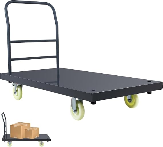 Extra Large Platform Truck Cart, 47 X 24 Dollies Cart, Heavy Duty Push Cart Dollies with 2500 LBS Capacity, Foldable Flat Cart Hand Trucks with 5" Swivel Wheels