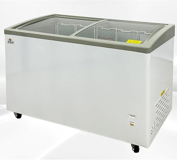 Chest Freezer Glass Door sliding Commercial Ice Cream Freezer 50" White Curve Display Top w/Storage Baskets 15-Cu.Ft sd451s