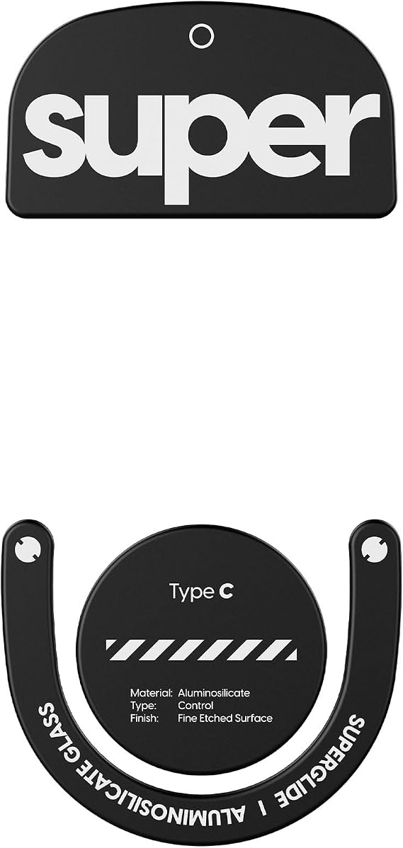 Superglide2Type C Mouse Sole for Logicool G PRO X SUPERLIGHT 2 Mouse Feet Tempered Glass Material Round Edge Durable Low Friction Super Smooth - Black