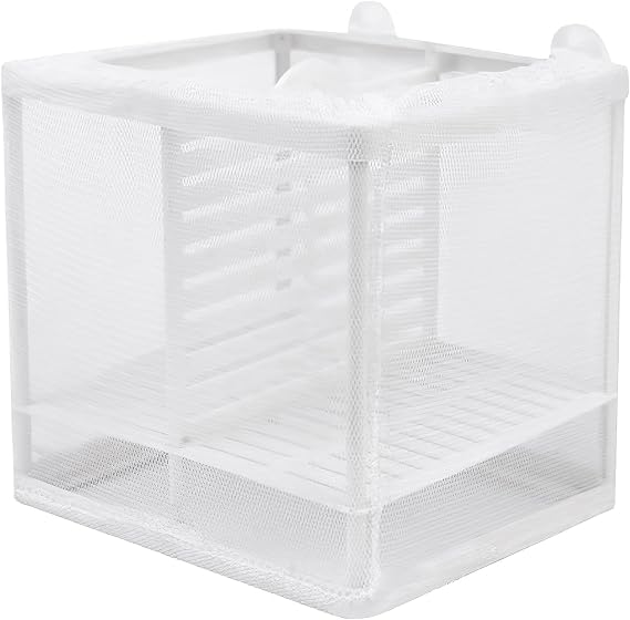 Fish Tank Breeder Net, Aquarium Breeding with Nylon Fine Mesh & 4 Suction Cups Multi-functional Incubator Tank for Breeding Fishes Betta Shrimp Hatching Protection Floating Nursery Box 16 * 14 * 15cm