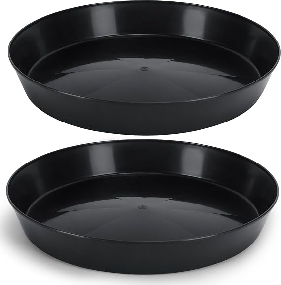 Saucers, Black, 14 Inch case of 2 Plant Saucer, Black