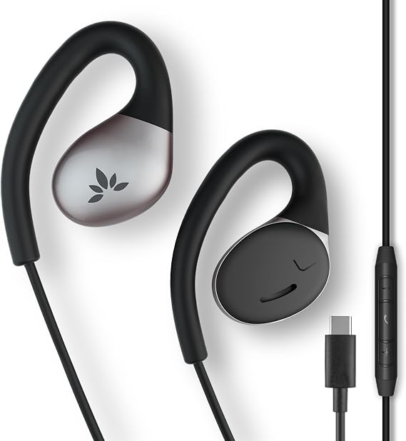 Avantree Resolve USB-C Wired Open-Ear Earbuds w/Mic & Over-Ear Hook