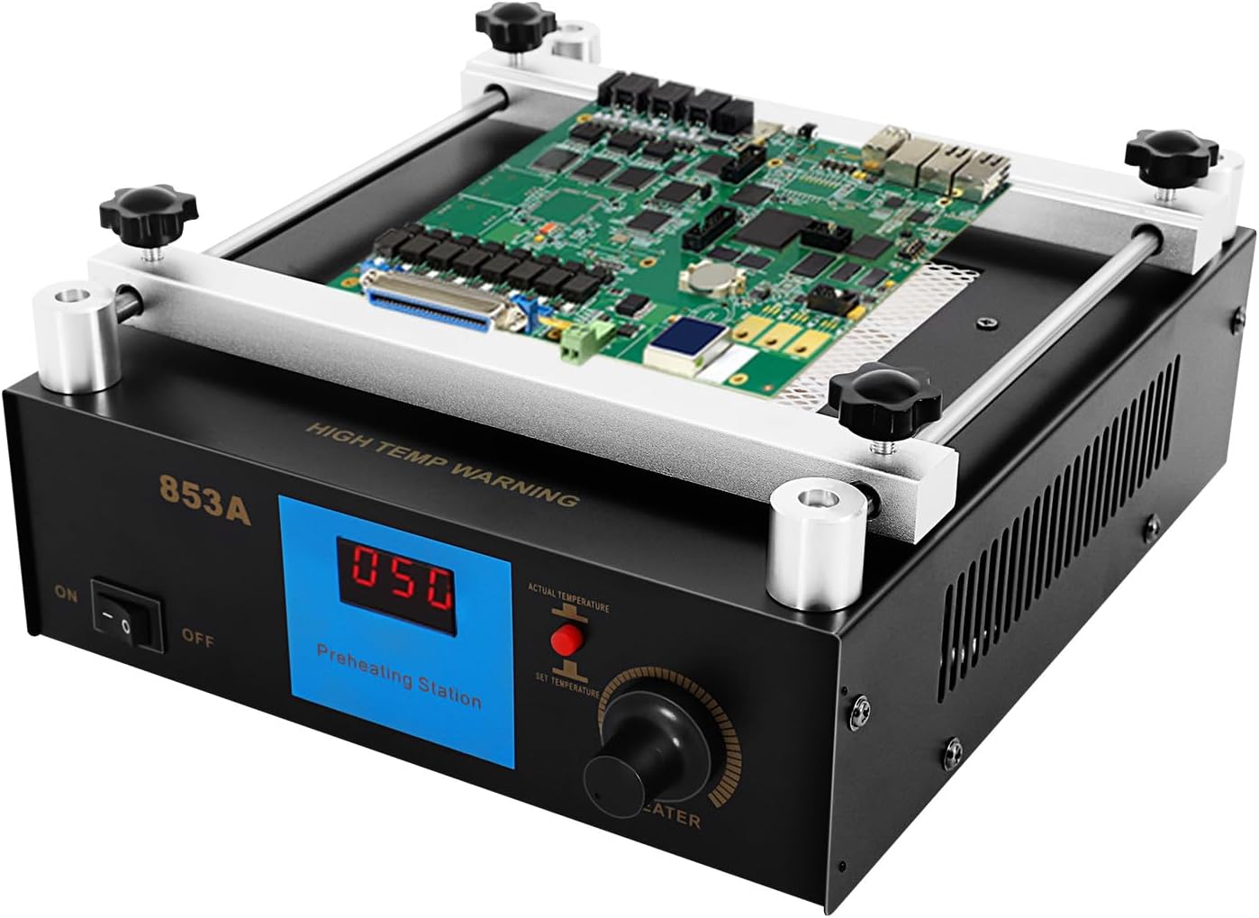 853A Preheating Rework Station, 450W SMD BGA Rework Station Preheating Oven Station Hot Plate, Infrared Electronic Preheater, Digital IR PCB Preheater Preheating Oven Welder Soldering 50℃-350 ℃ 110V