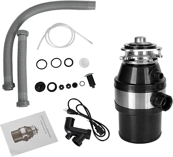 Topteng Garbage Disposal 3/4 HP 2800 RPM Under Sink Kitchen Food Waste Disposer w/Plug