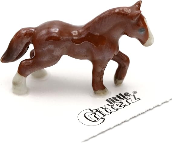 Little Critterz Thoroughbred Horse Decorative Porcelain Display Object Chestnut Handcrafted Hand-Painted Adult Equestrian Home Decor Accent