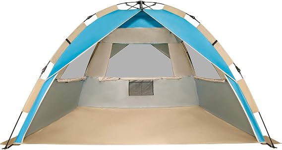 G4Free Deluxe XL Pop Up Beach Tent, 3-4 Persons Easy Setup Sun Shelter Canopy with UPF 50+ UV Protection Extral Wide 70.9 in