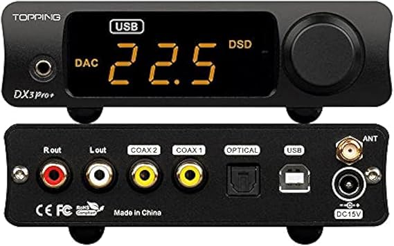 Topping DX3 Pro+ ES9038Q2M Bluetooth 5.0 LDAC Audio Decoder DSD512 DAC AMP NFCA Headphone Amplifier Pre Amplifier (Black)