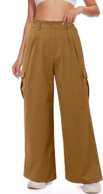 ZANZEA Cargo Pants Women Wide Leg High Waisted Pants Baggy Casual Flowy Trendy Y2K Trousers with Pockets